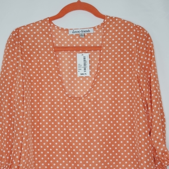 Lovers + Friends Sheer Polka Dot Blouse Size M Lightweight Top NEW Host Pick! - Picture 2 of 11